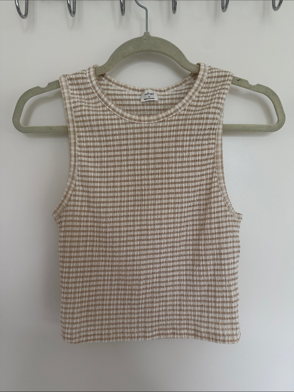 Wilfred Beige and White Ribbed Tank Top